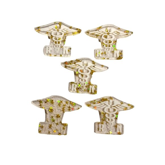 10 pc glitter RN Nurse acrylic flat back charm for badge reels keyrings earrings - Picture 2 of 4
